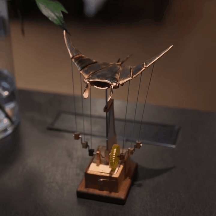 Original Handcrafted Wooden Manta Ray Automata – Smooth Gliding Motion Inspired by Ocean Grace