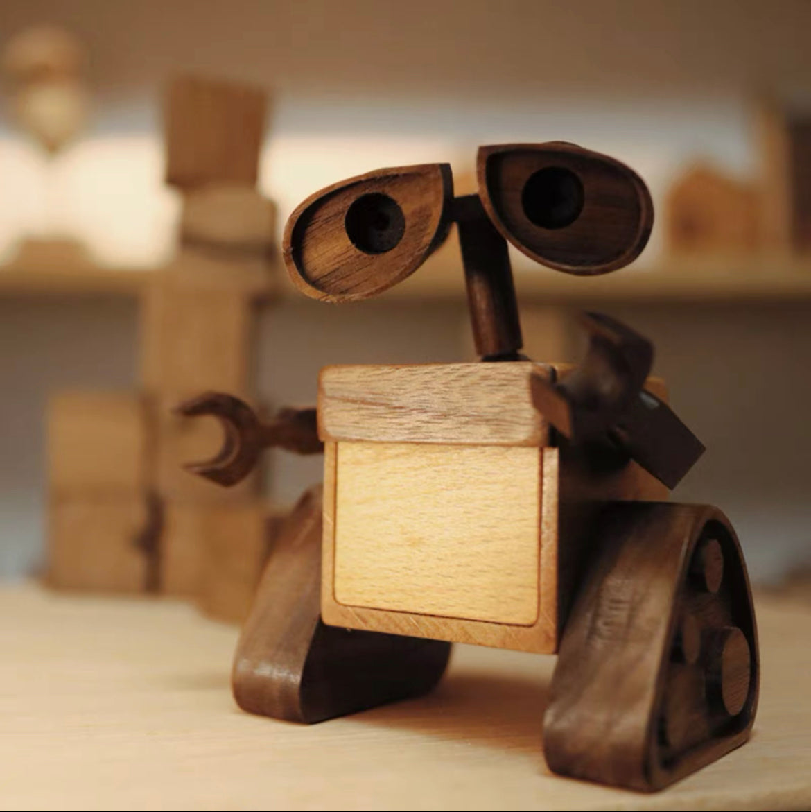 Inspired by WALL-E Vintage Creative Wooden Robot Figurine Special Gift for Couples Creative Gift