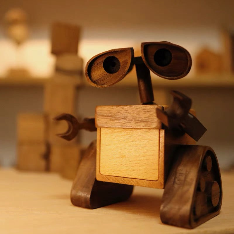 Inspired by WALL-E Vintage Creative Wooden Robot Figurine Special Gift for Couples Creative Gift