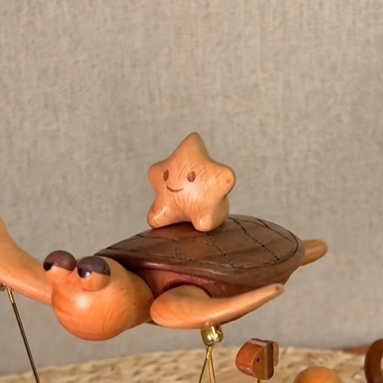 Original Ocean Series: Handcrafted Wooden Turtle Figurine in Constant Motion