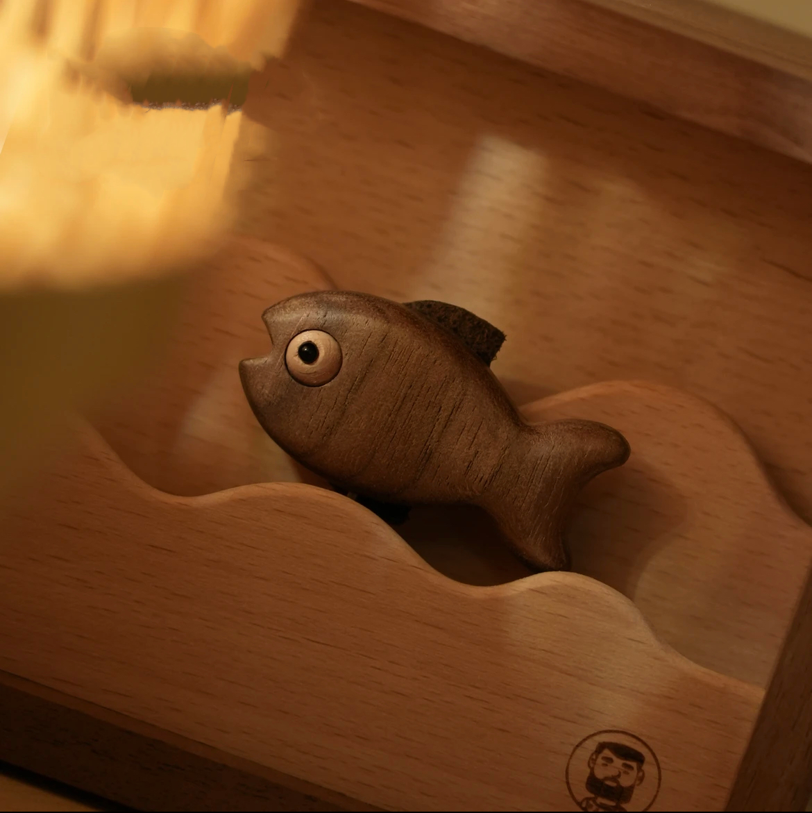 Original Handcrafted Walnut Wood Fish Night Light - Unique Artwork for a Charming Space - Unique Gift Home Decoration