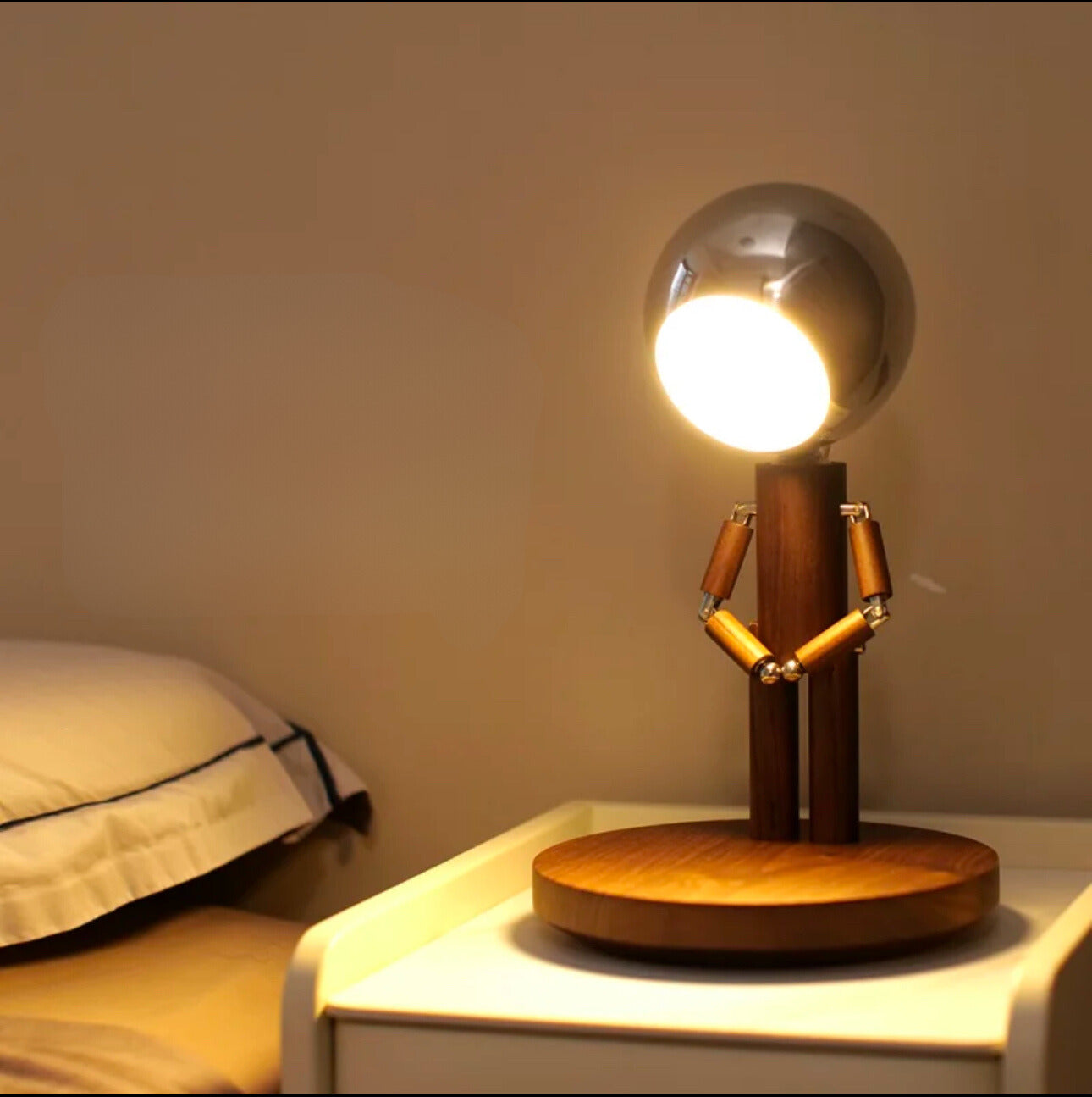 Original Adjustable Wood Robot Lamp