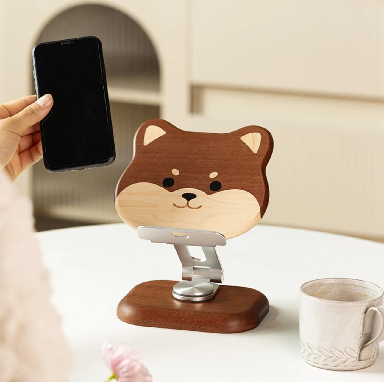 New Arrival Handmade Wooden Shiba Inu Multifunctional Holder - Perfect for supporting phones, tablets, Computers and books