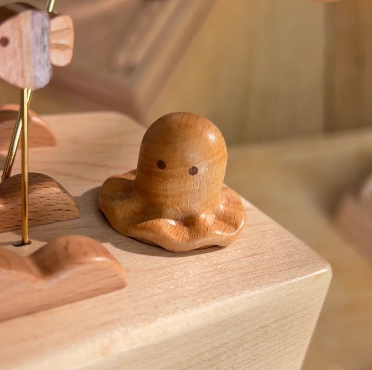 Original Ocean Series: Handcrafted Wooden Turtle Figurine in Constant Motion