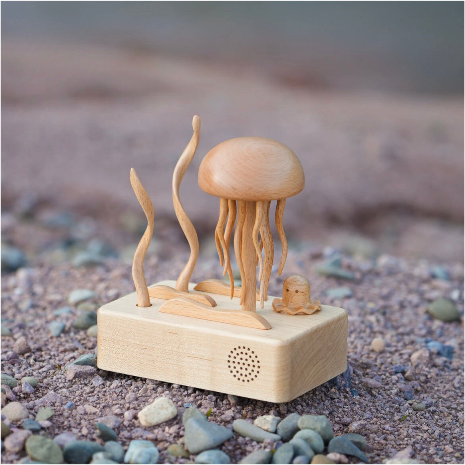 Original Mesmerizing Bluetooth Hand-Carved Wooden Jellyfish