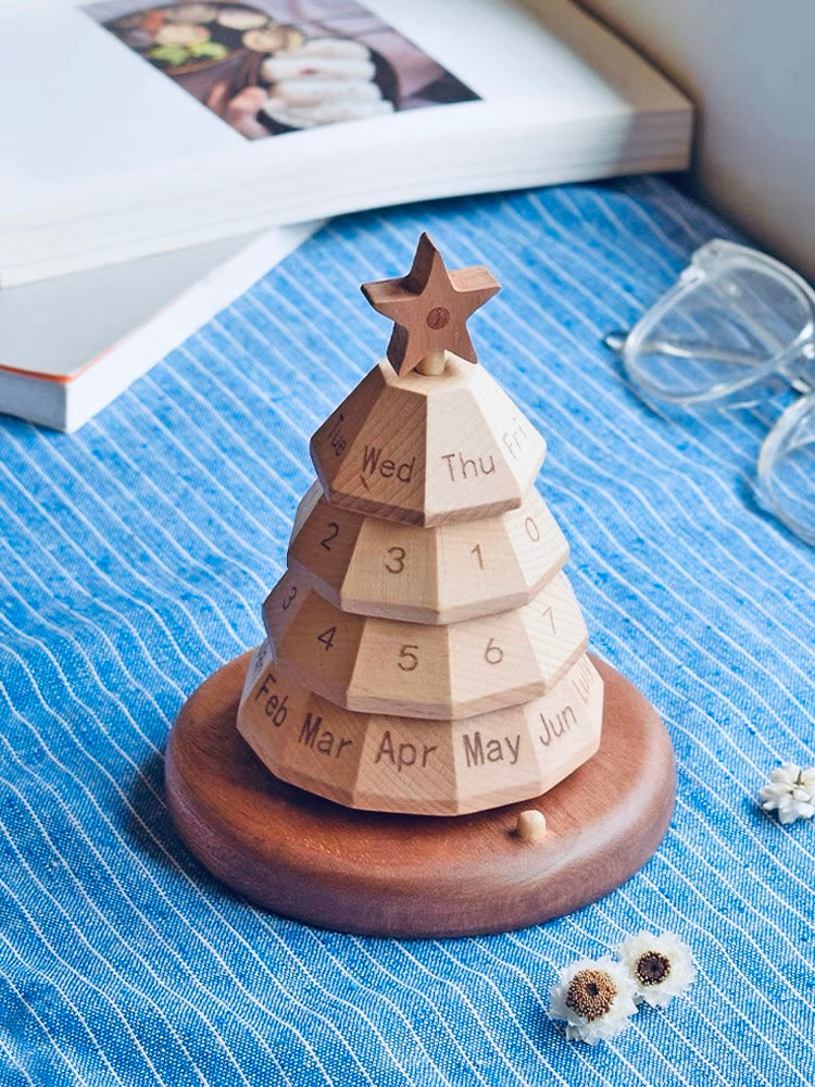 Festive Wooden Christmas Tree Perpetual Advent Calendar - Delightful Holiday Decor for Kids and Home