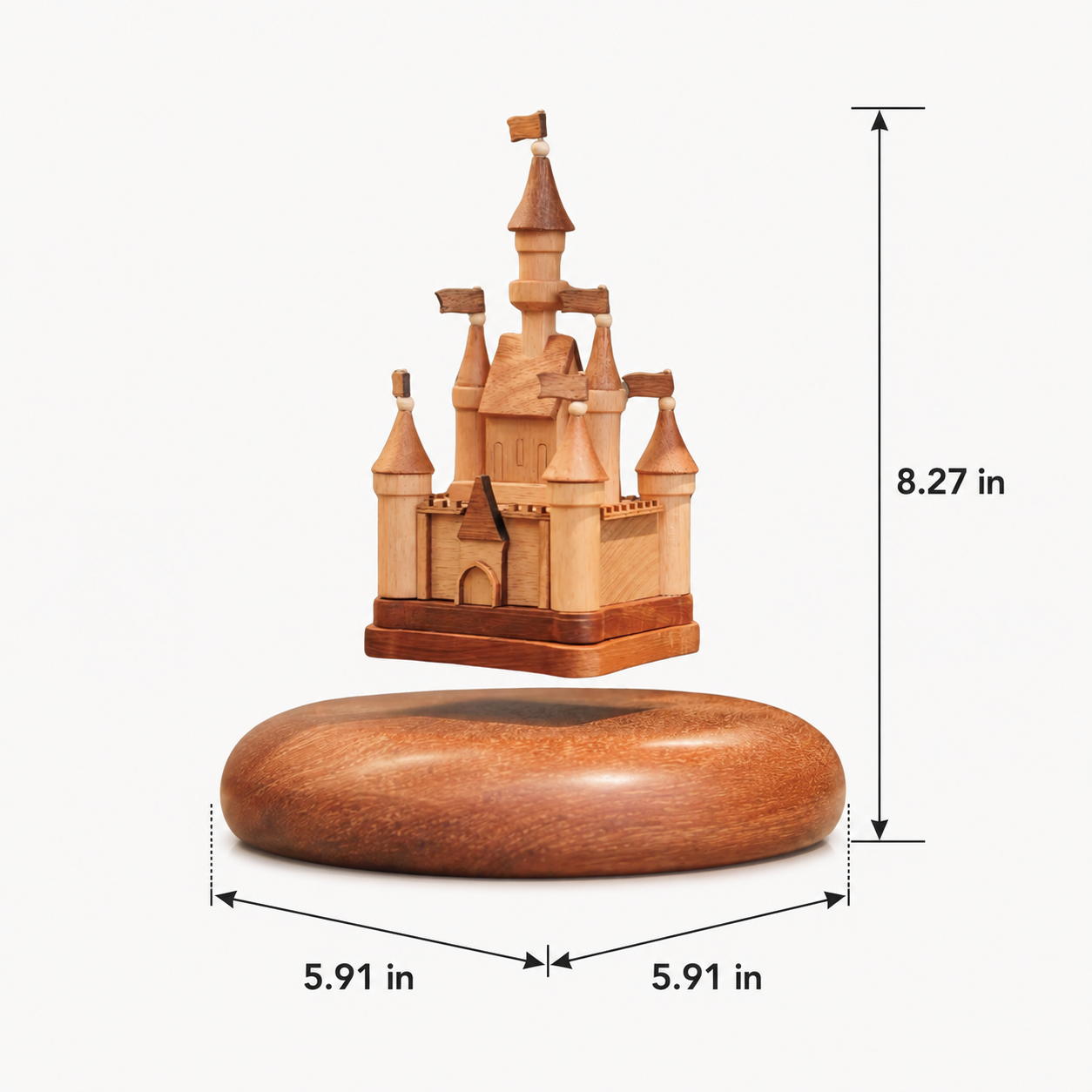 Magnetic Levitation Wooden Castle — Beech, Ebony & Walnut Wood