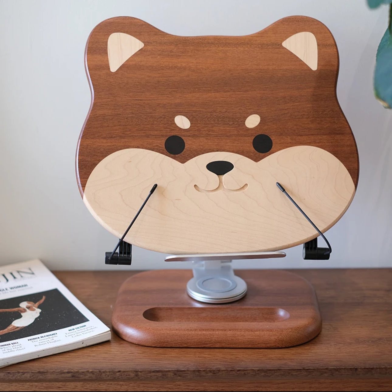 New Arrival Handmade Wooden Shiba Inu Multifunctional Holder - Perfect for supporting phones, tablets, Computers and books