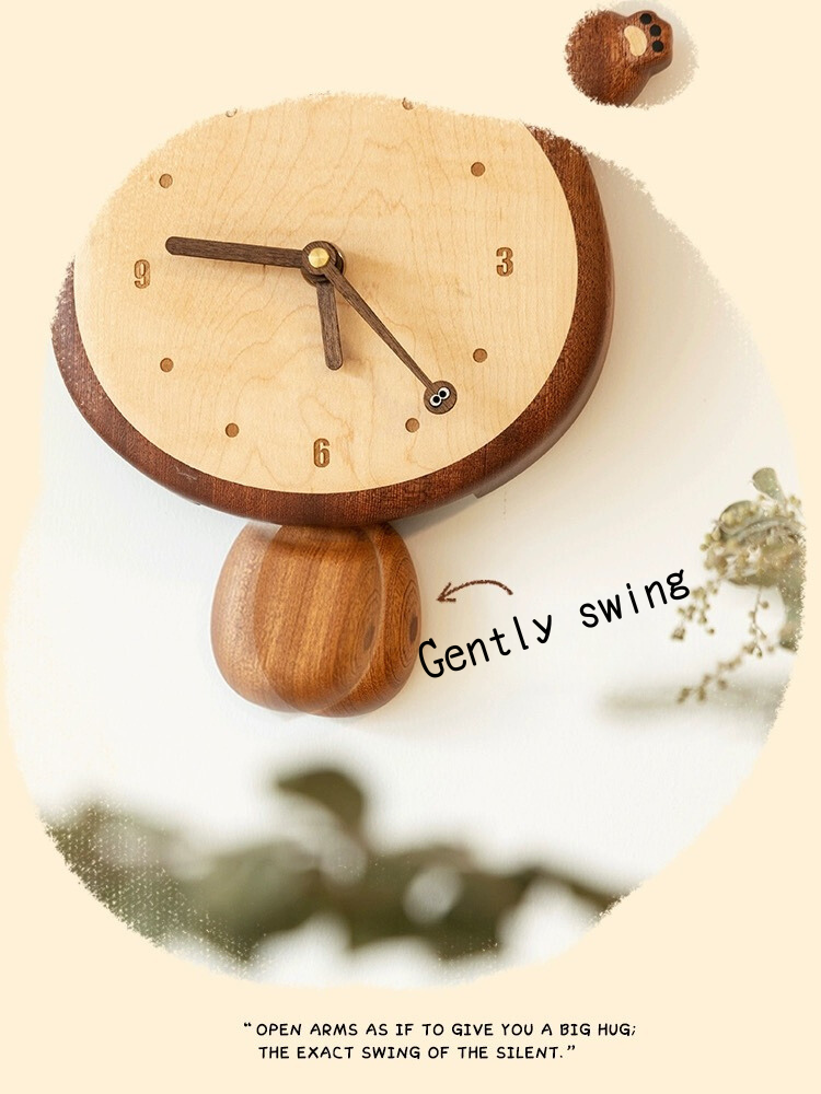 Original Wooden Totoro Silent Time Wall Clock