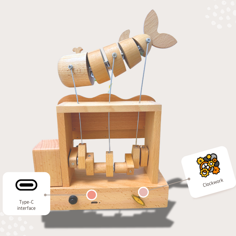 Original Hand Carved Wooden Automata Craft Floating Whale