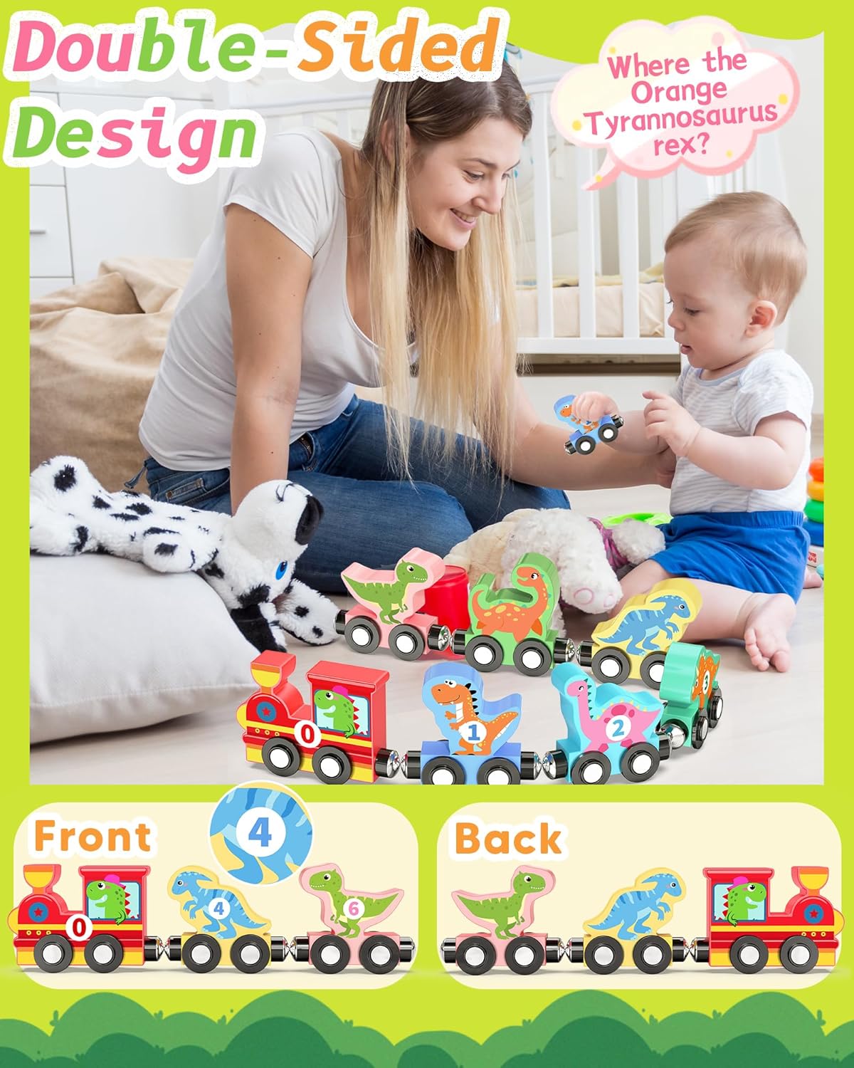 Magnetic Wooden Dinosaur Building Toy Set for Toddlers