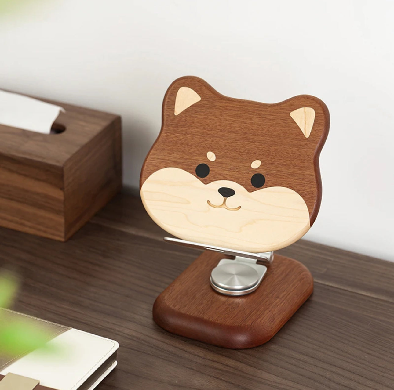 New Arrival Handmade Wooden Shiba Inu Multifunctional Holder - Perfect for supporting phones, tablets, Computers and books