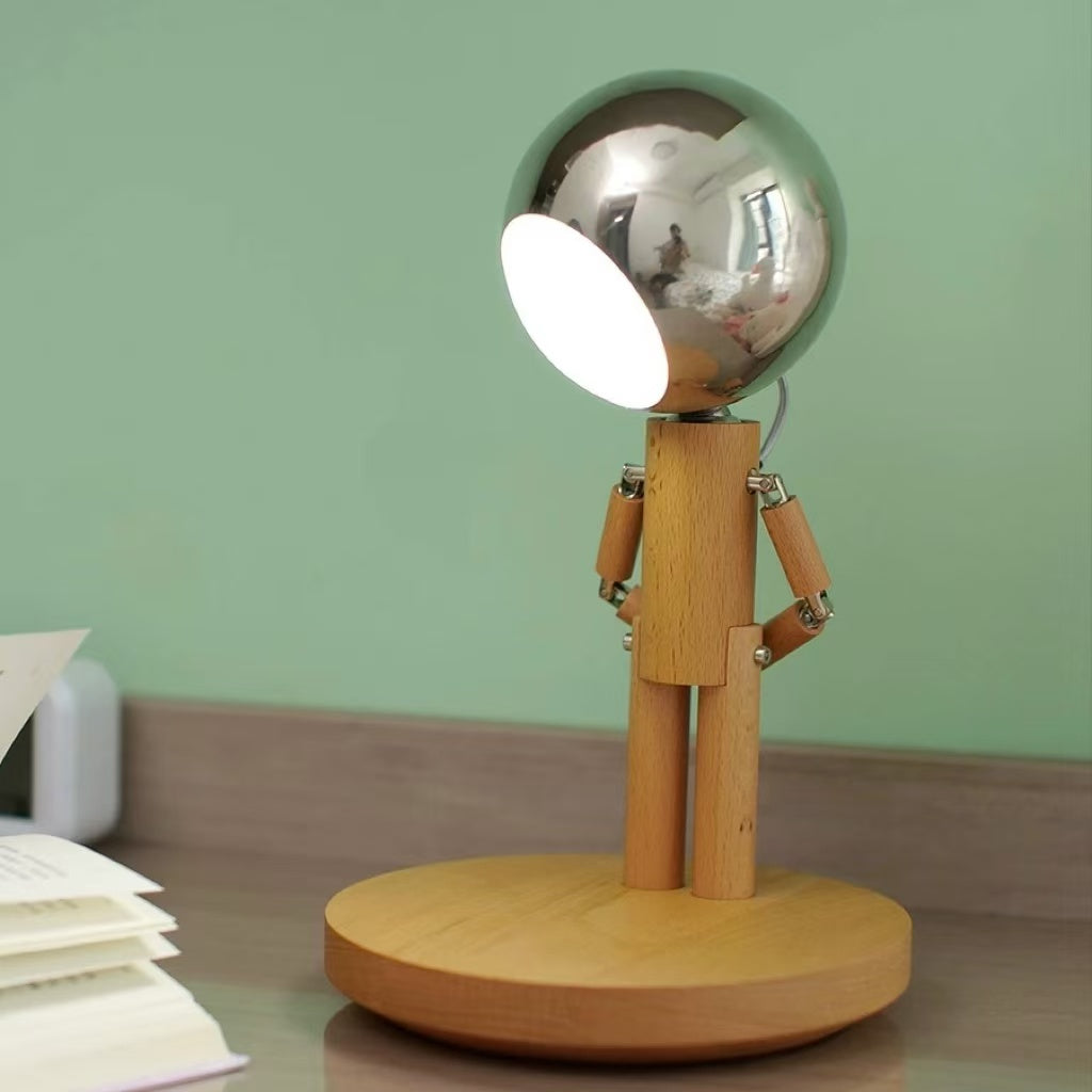 Wooden Robot Lamp