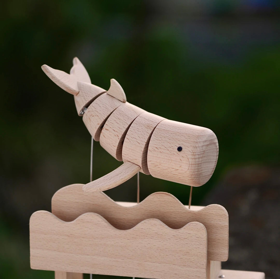 Original Hand Carved Wooden Automata Craft Floating Whale