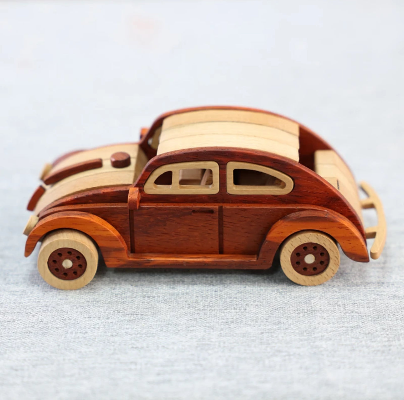 Handcrafted Vintage Style Beetle Car Model - Red Sandalwood and Oak Wood Materials-Unique Gift for Children Car Enthusiasts Friends