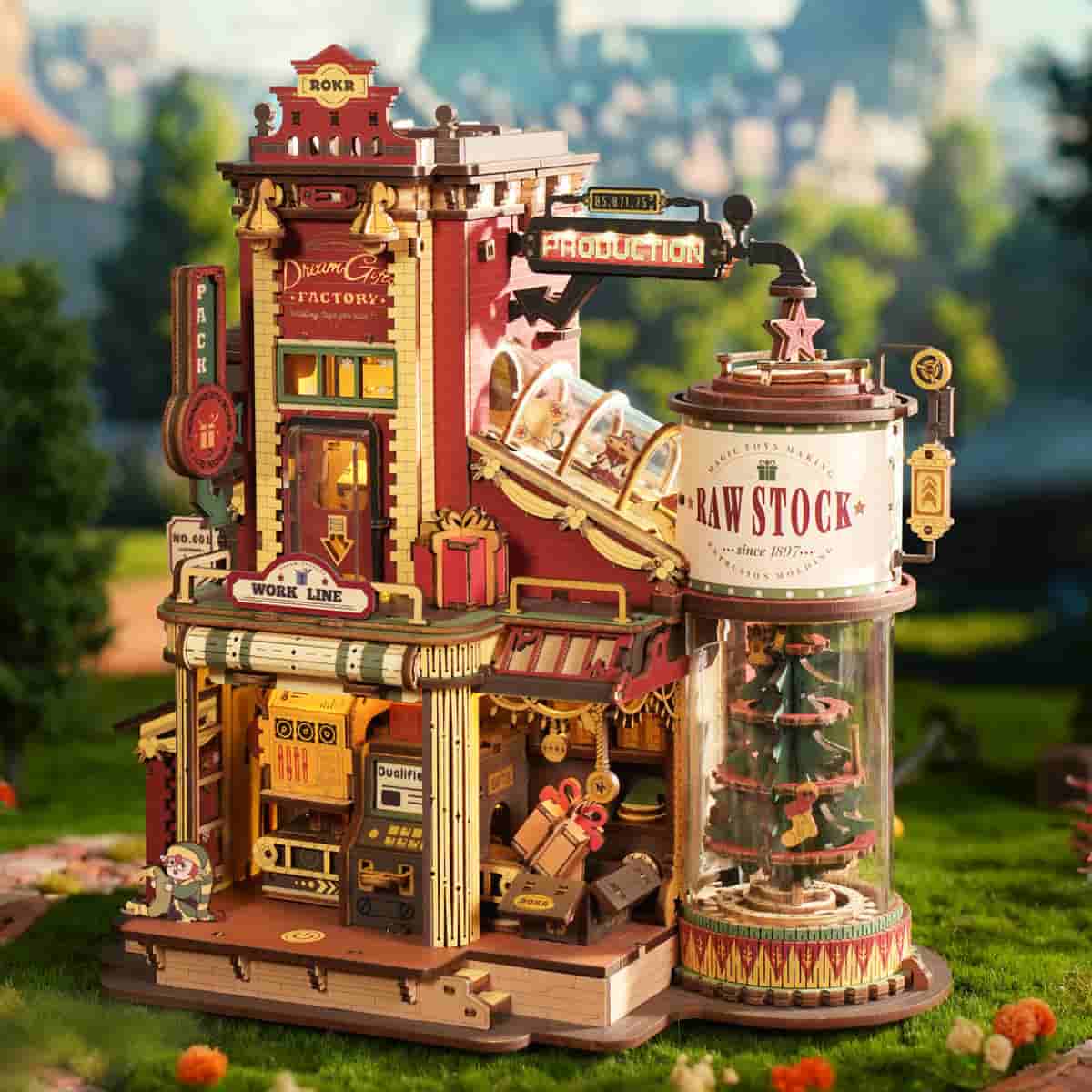 Christmas Dream Gift Factory 3D Wooden Puzzle Music Box