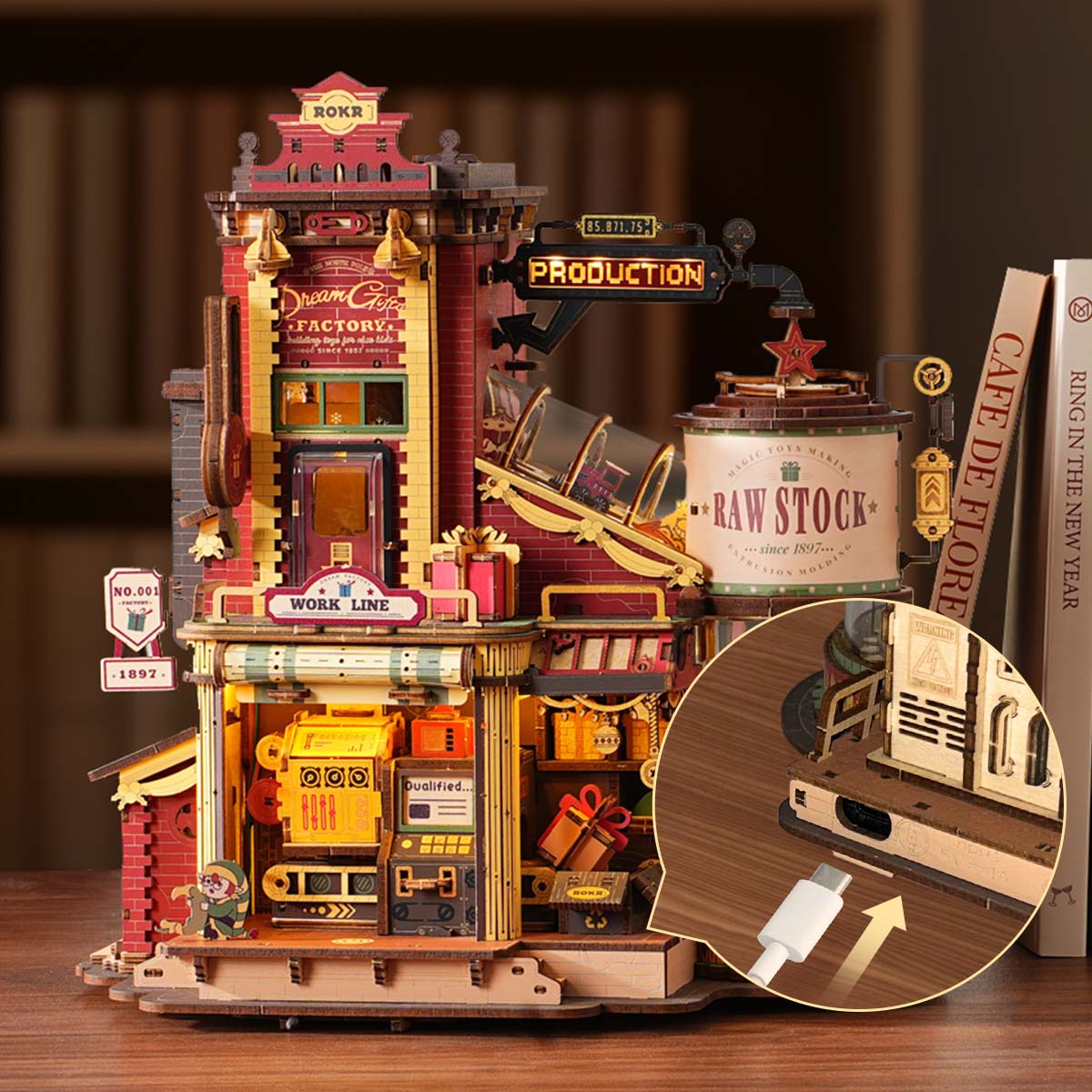 Christmas Dream Gift Factory 3D Wooden Puzzle Music Box