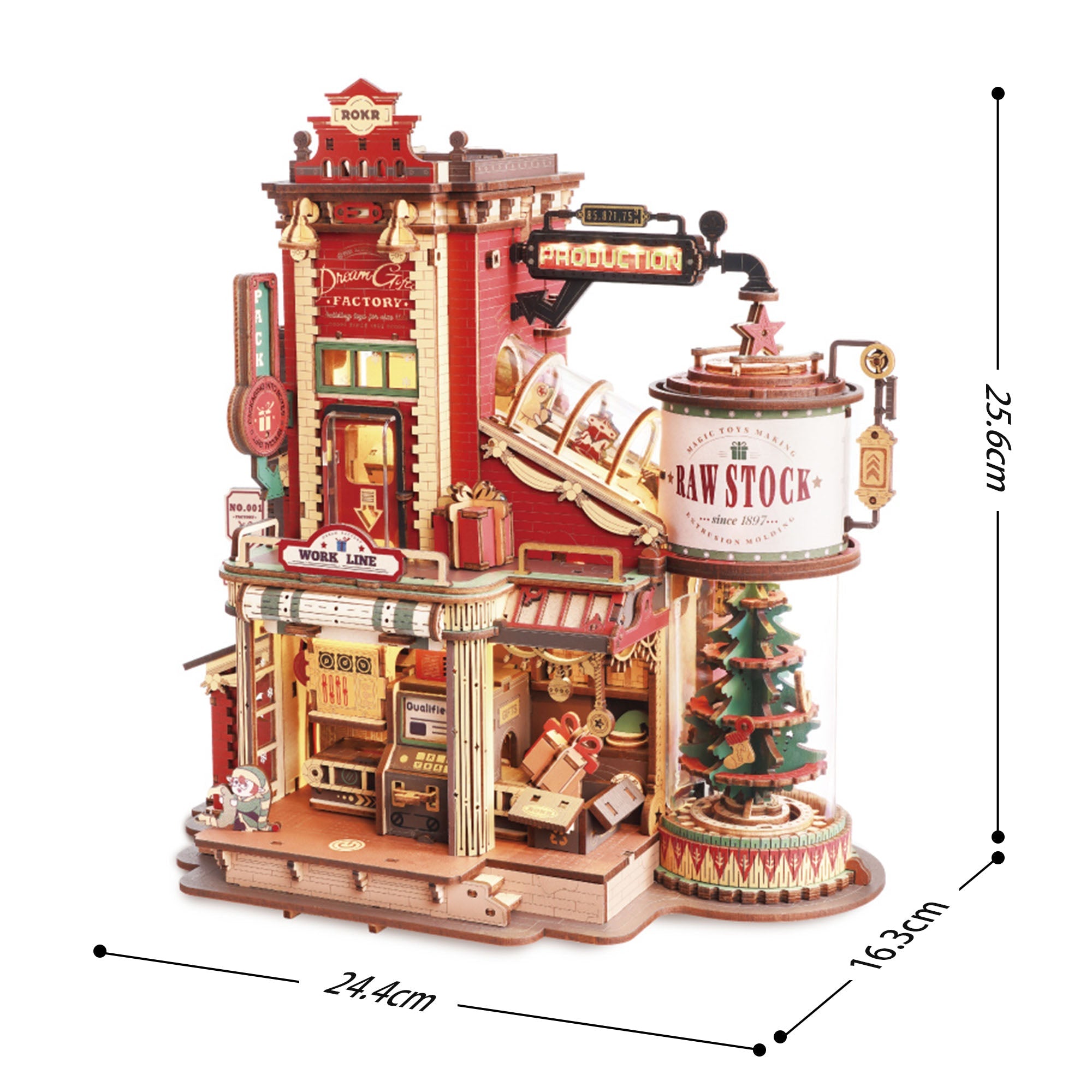 Christmas Dream Gift Factory 3D Wooden Puzzle Music Box