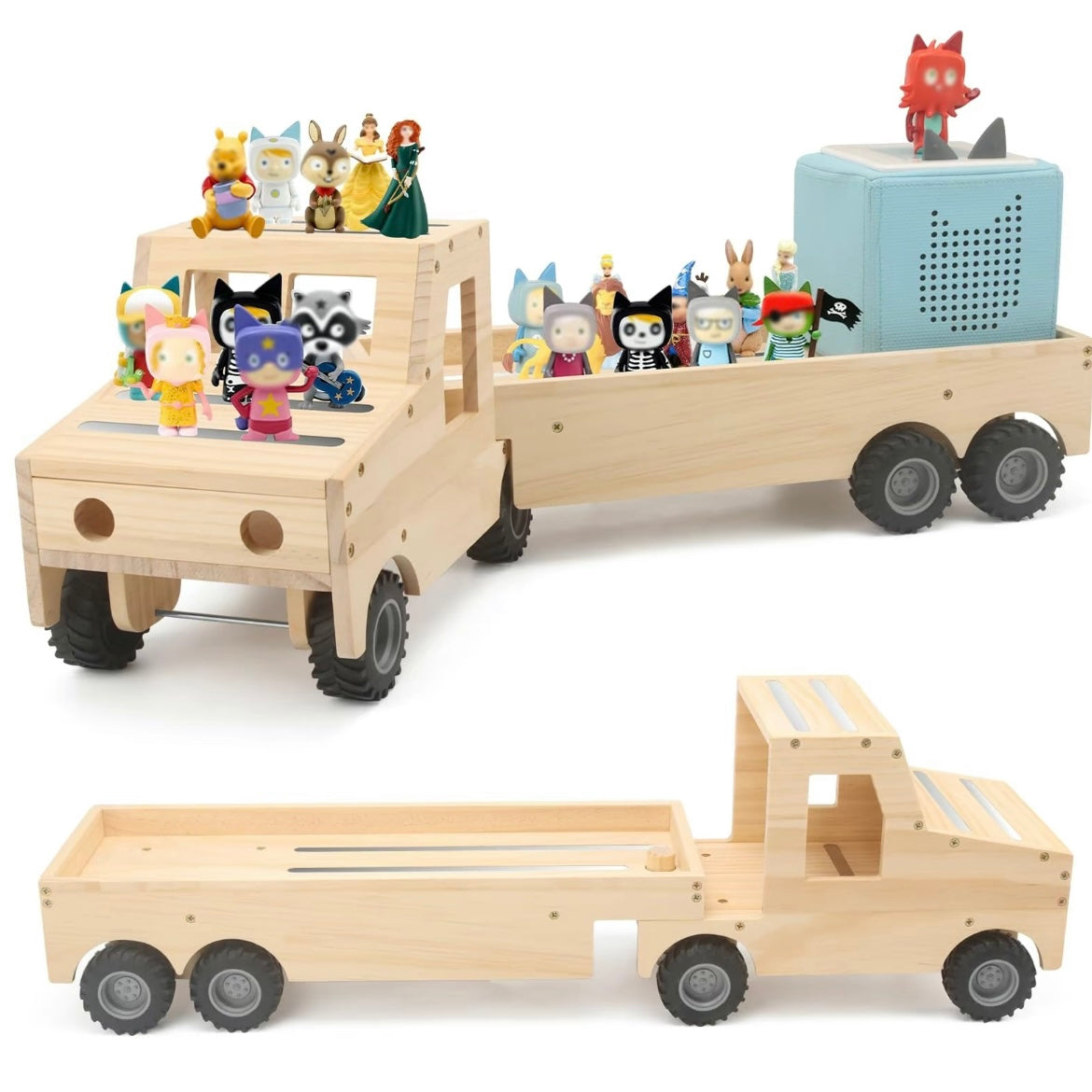 Handcrafted Wooden Truck Shelf for Tonies – Magnetic Organizer & Display Rack for 20–30 Toniebox Characters