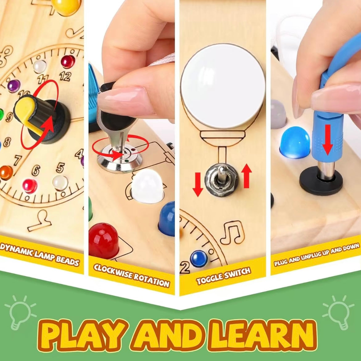 23 LED Lights Busy Board – Montessori Switch & Button Learning Toy for Curious Toddlers
