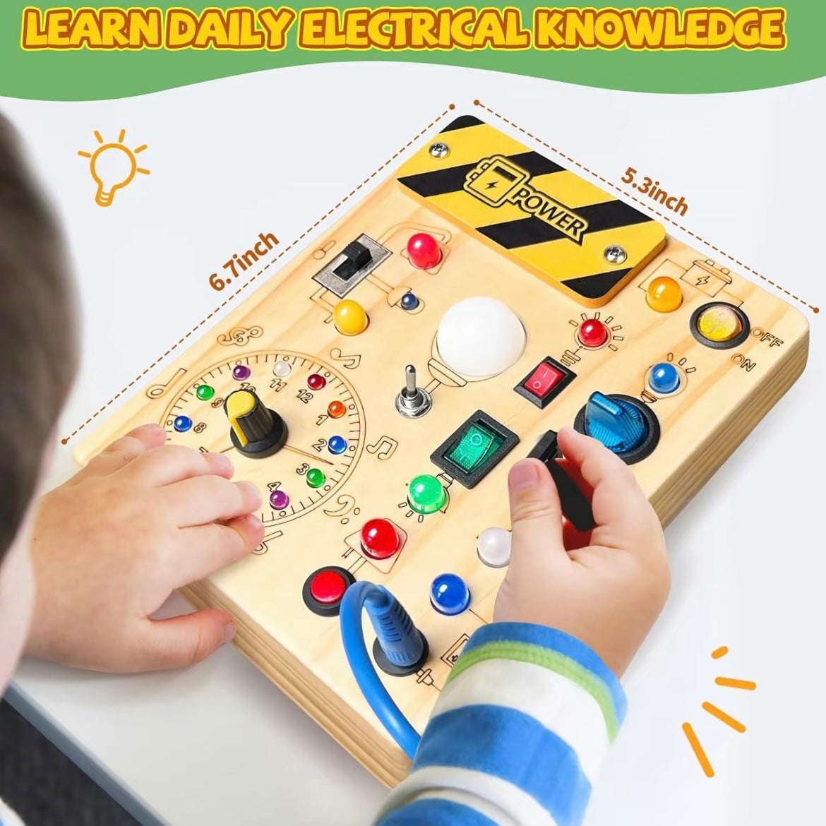 23 LED Lights Busy Board – Montessori Switch & Button Learning Toy for Curious Toddlers