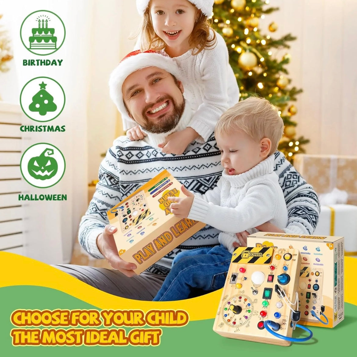 23 LED Lights Busy Board – Montessori Switch & Button Learning Toy for Curious Toddlers