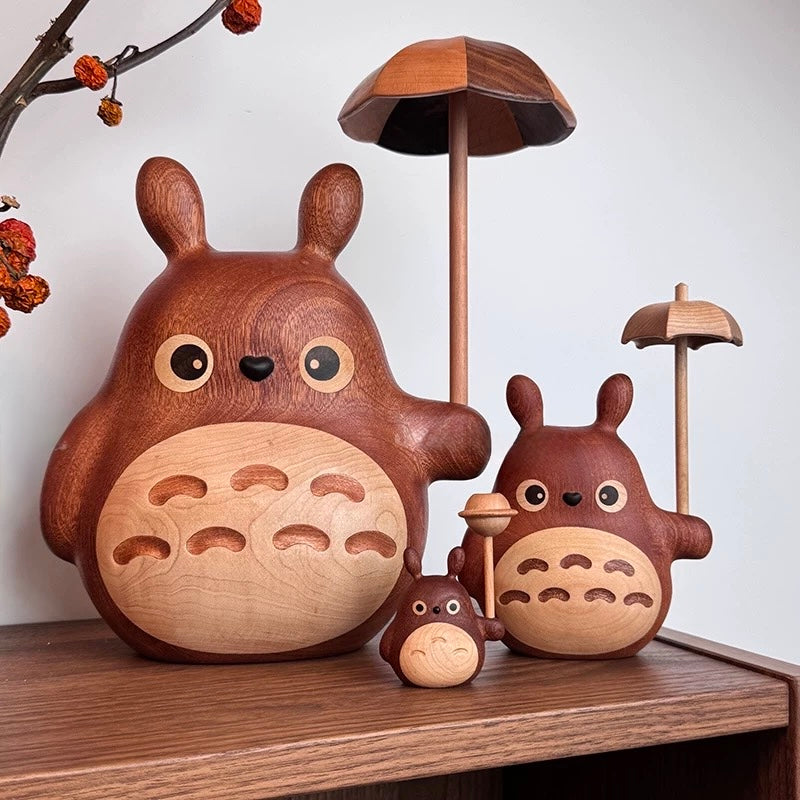 Original Handmade Wooden Extra Large Totoro Family