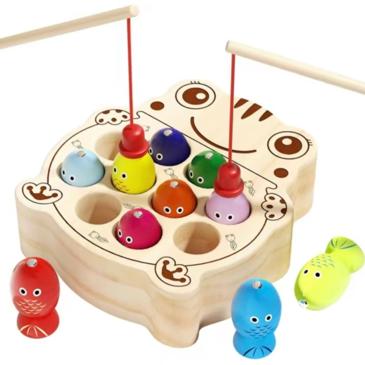 Montessori Magnetic Wooden Fishing Game – Color Sorting Toy for Toddlers