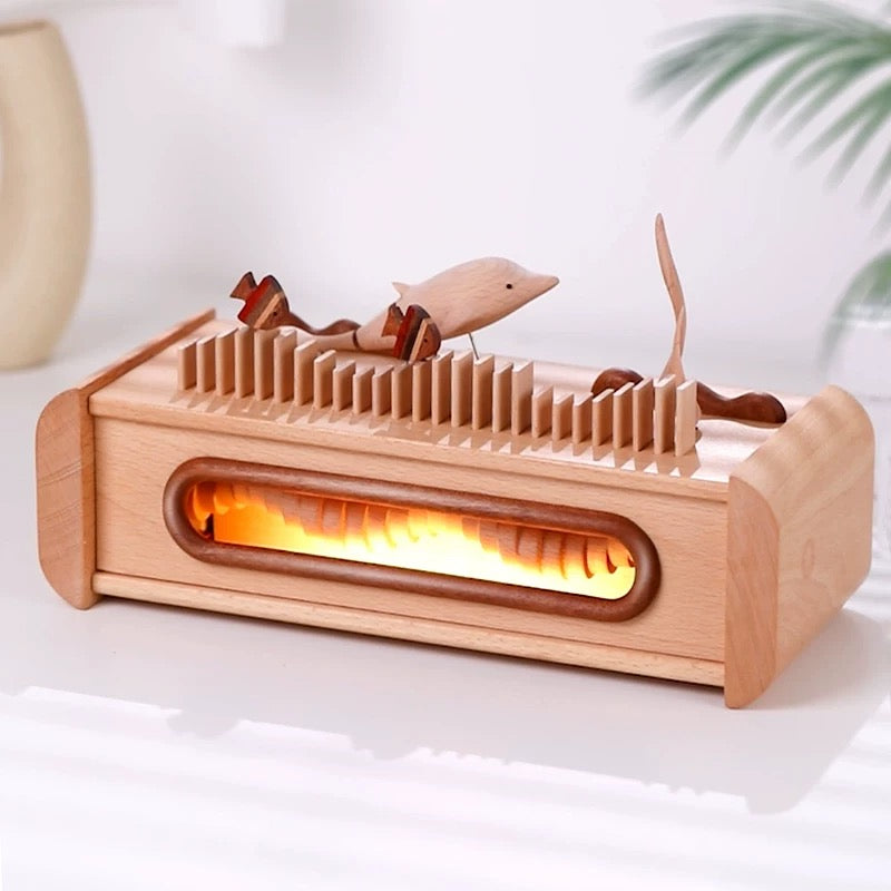 Handcrafted Automata Dolphin-Themed Wooden Bluetooth Speaker with Ambient Lighting