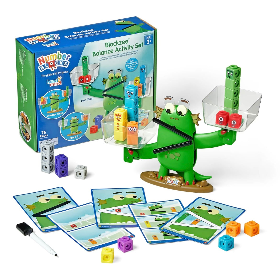 Numberblocks Blockzee Balance Activity Set, ﻿61 MathLink Cubes, Balance Scale, Educational Math Manipulatives, Numbers for Toddlers, Preschool Learning Activities, Birthday Gifts for Kids