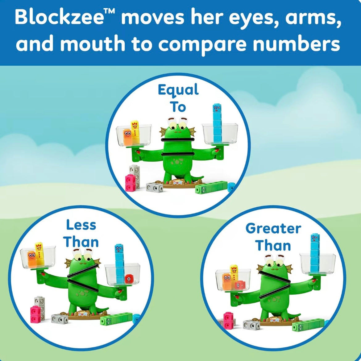 Numberblocks Blockzee Balance Activity Set, ﻿61 MathLink Cubes, Balance Scale, Educational Math Manipulatives, Numbers for Toddlers, Preschool Learning Activities, Birthday Gifts for Kids