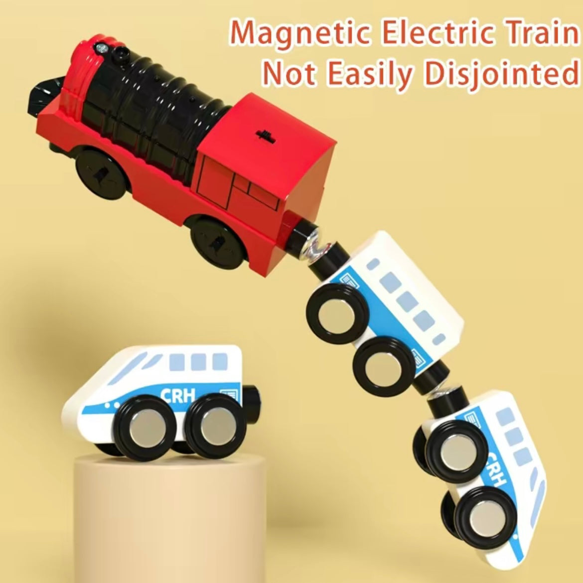 Wooden City Train Track Playset with Electric Locomotive & Building Blocks – Foldable Storage Table