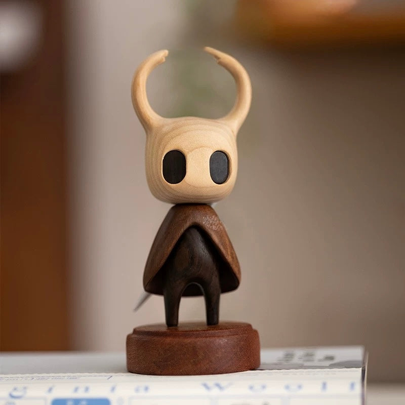 Original Handcrafted Wooden Hollow Knight Figurine – Minimalist Art Toy, Home Decor Collectible, Unique Gift for Gamers & Fans