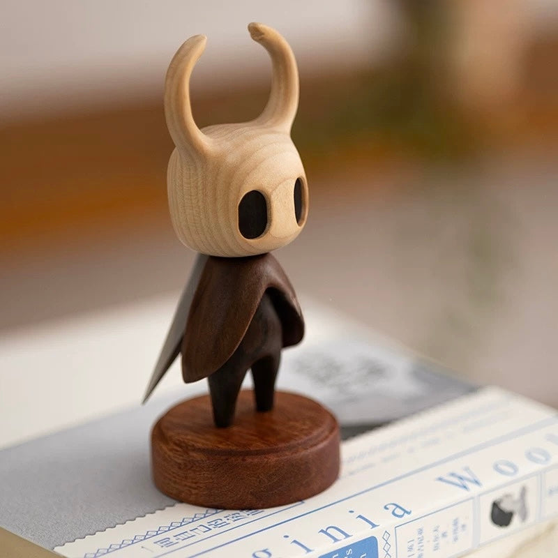 Original Handcrafted Wooden Hollow Knight Figurine – Minimalist Art Toy, Home Decor Collectible, Unique Gift for Gamers & Fans