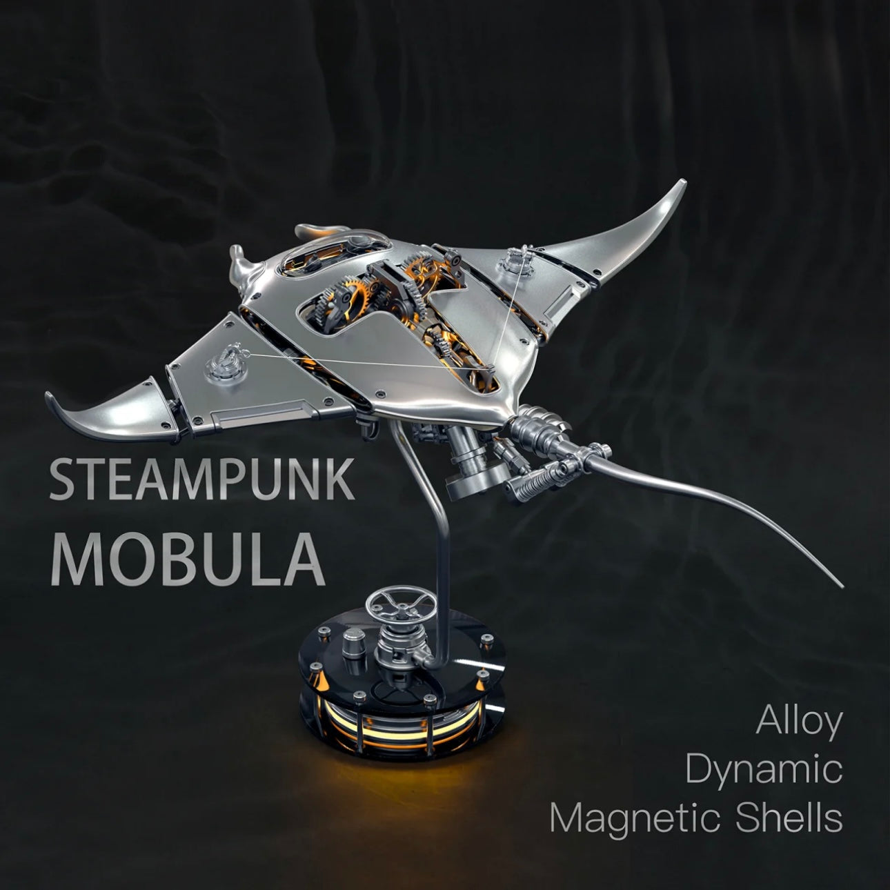 STEAMPUNK STYLE MANTA RAY MECHANICAL 3D METAL MODEL