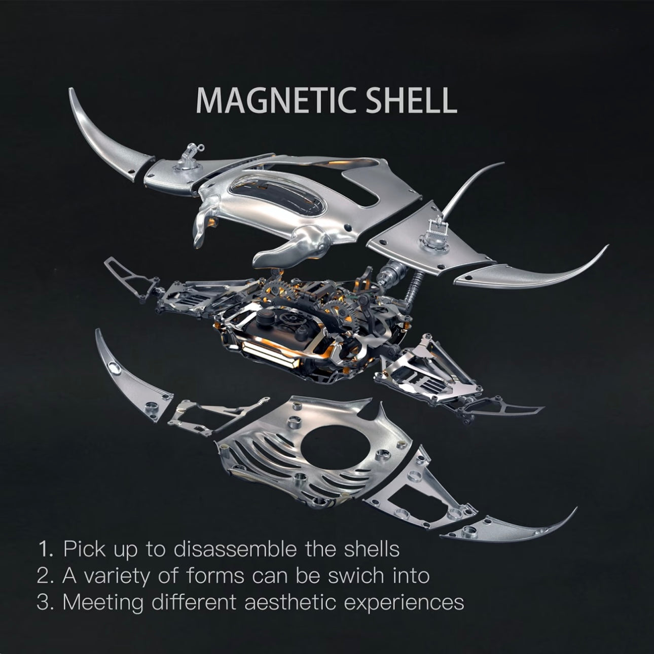 STEAMPUNK STYLE MANTA RAY MECHANICAL 3D METAL MODEL
