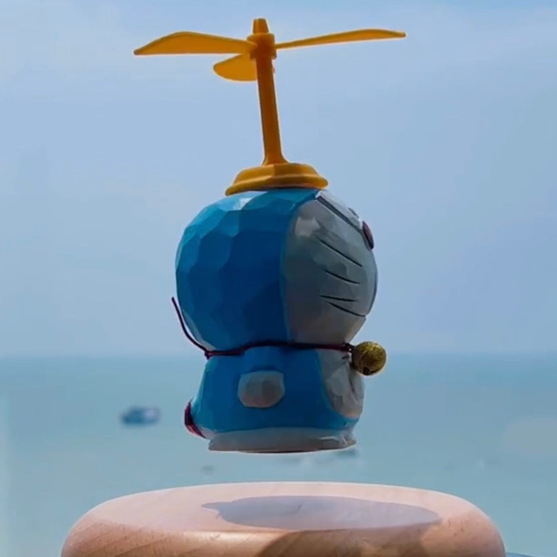Magnetic Levitation Hand-Carved Doraemon – Wooden Figurine Collectible