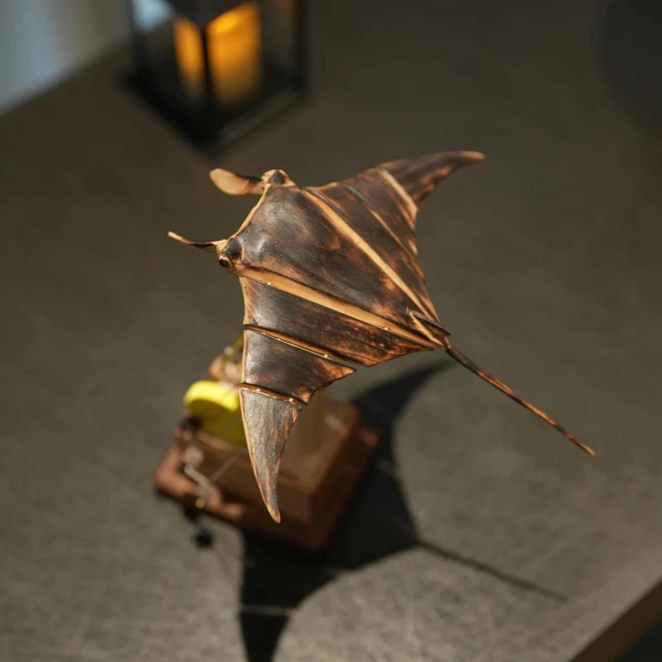 Original Handcrafted Wooden Manta Ray Automata – Smooth Gliding Motion Inspired by Ocean Grace