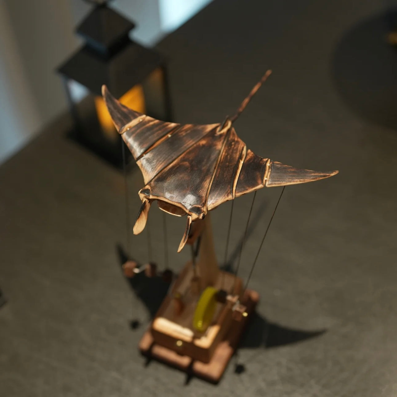 Original Handcrafted Wooden Manta Ray Automata – Smooth Gliding Motion Inspired by Ocean Grace