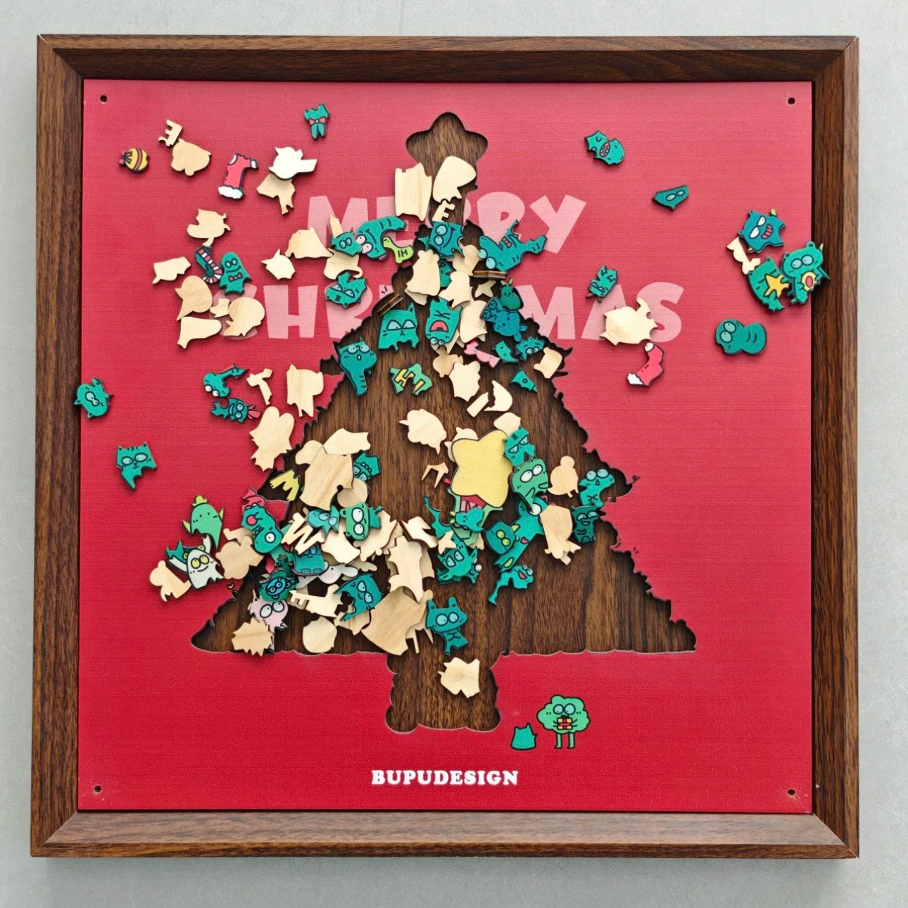 Framed Wooden Christmas Tree Puzzle Wall Art