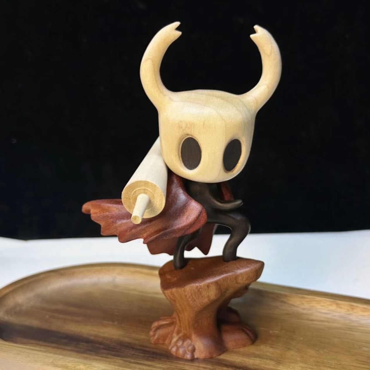Original Handcrafted Wooden Hollow Knight Figurine – Minimalist Art Toy, Home Decor Collectible, Unique Gift for Gamers & Fans
