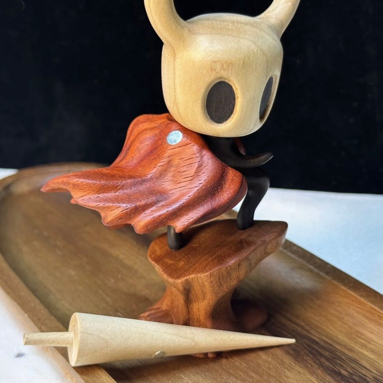Original Handcrafted Wooden Hollow Knight Figurine – Minimalist Art Toy, Home Decor Collectible, Unique Gift for Gamers & Fans