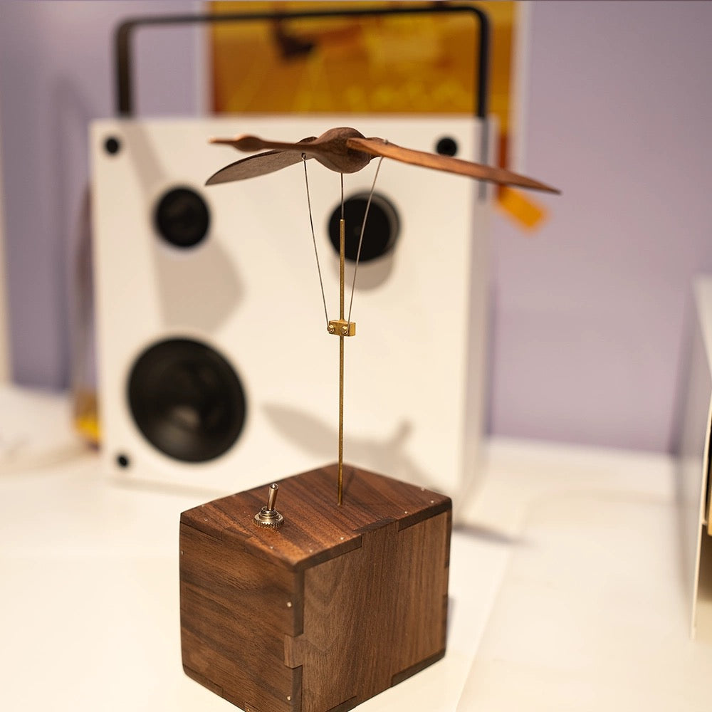 Handmade Walnut Wood Automata Jellyfish, Swan, Narwhal Music Box