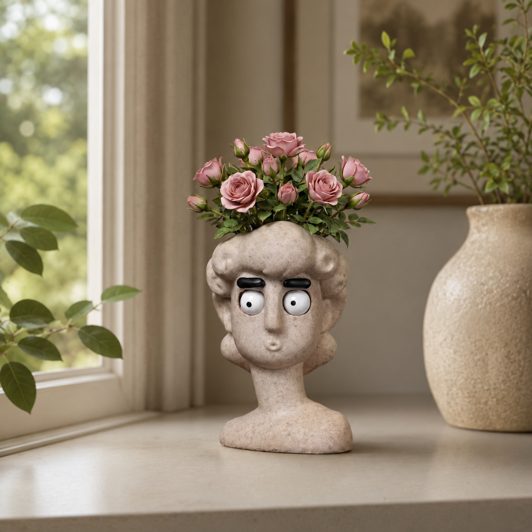 David Head Planter & Desk Organizer — Stone Texture