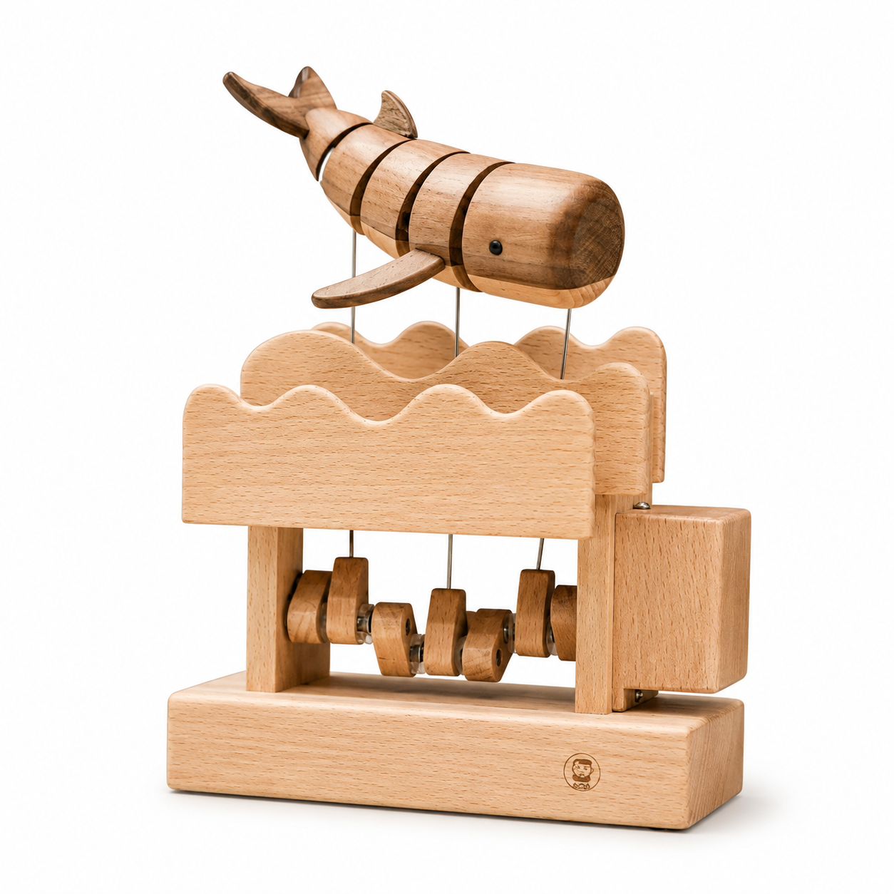 Original Hand Carved Wooden Automata Floating Whale