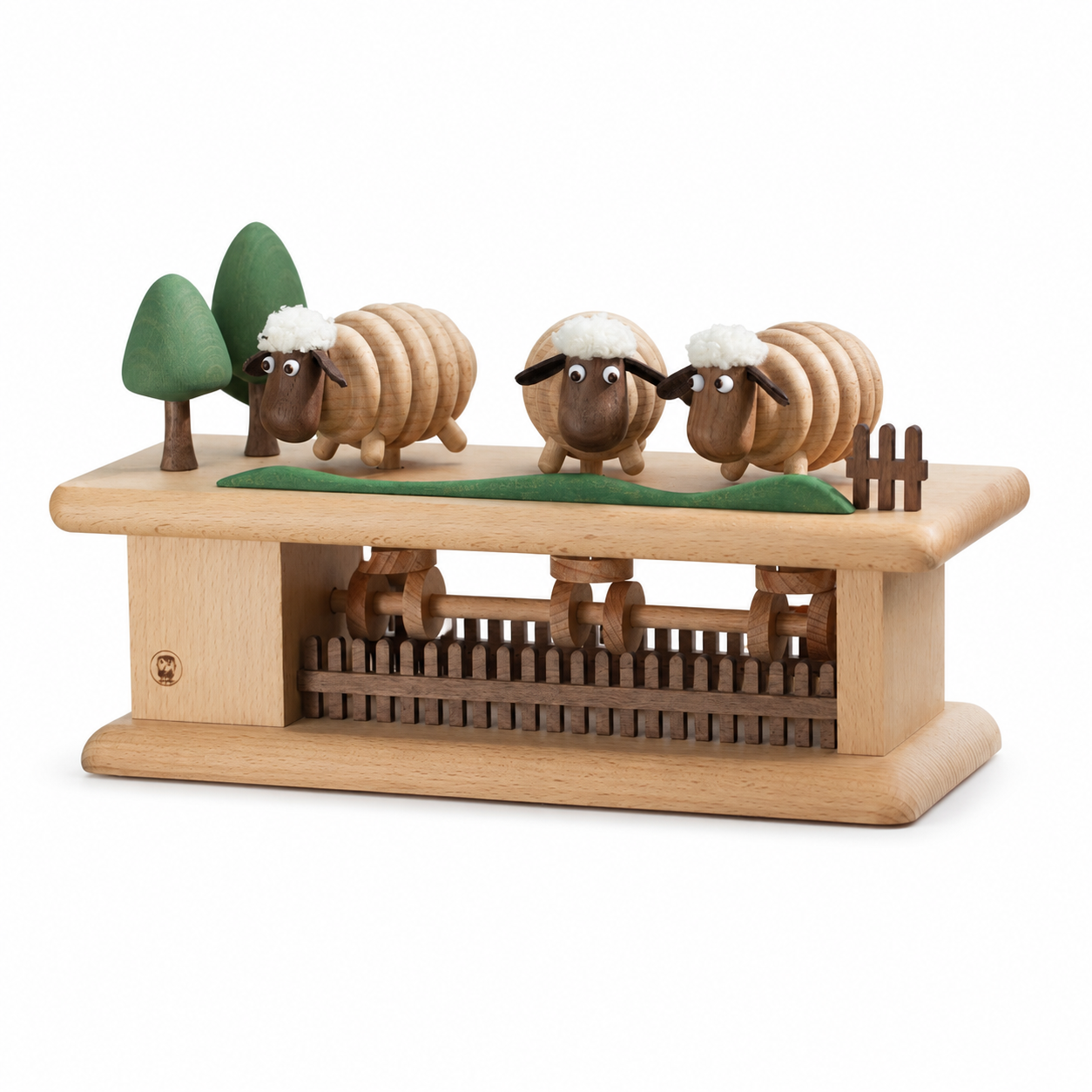 Original Mini Pasture Hand-Carved Wooden Sheep Jumping Fence