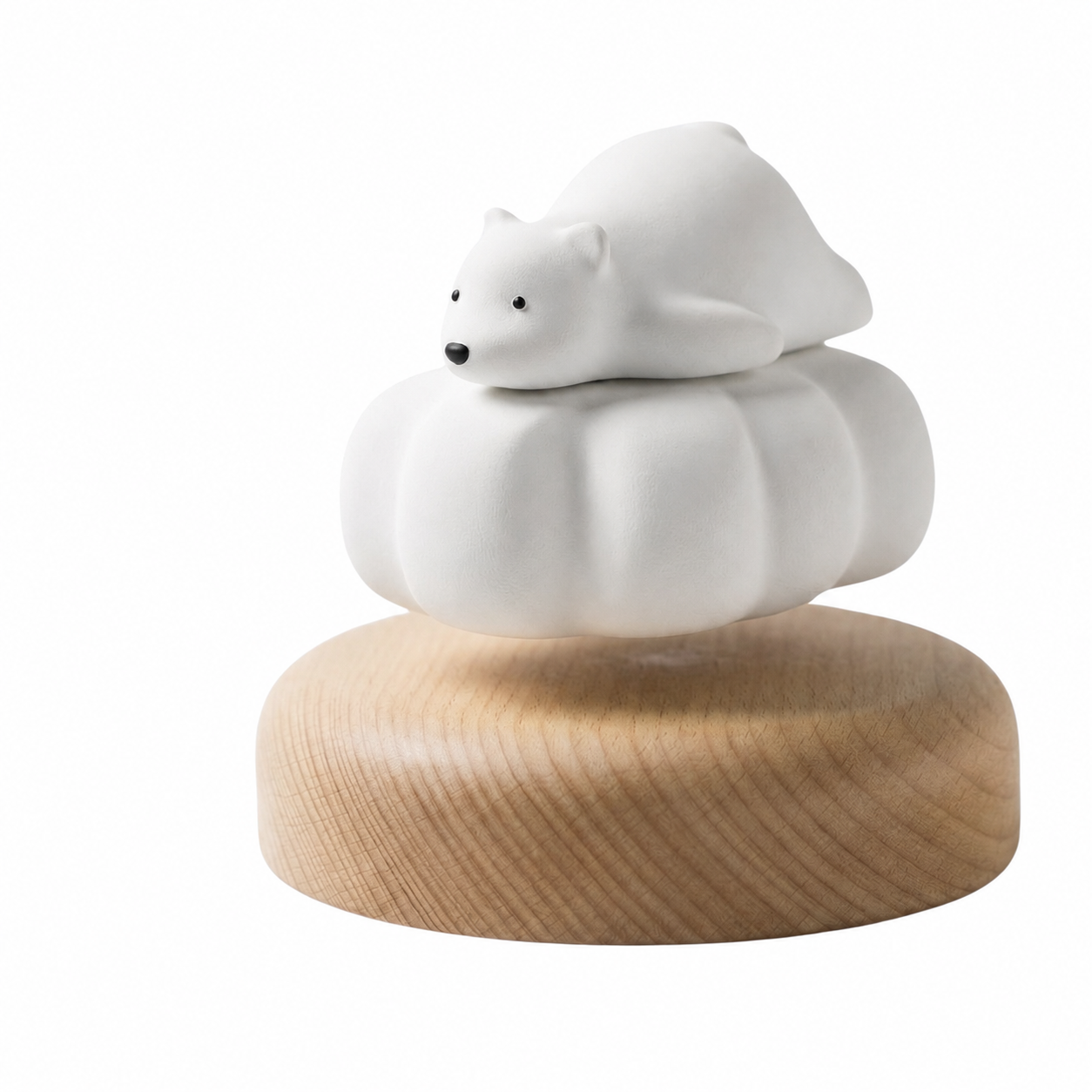 Original Handmade Wooden Craft Levitating White Polar Bear - A Charming and Healing Gift for Family and Friends