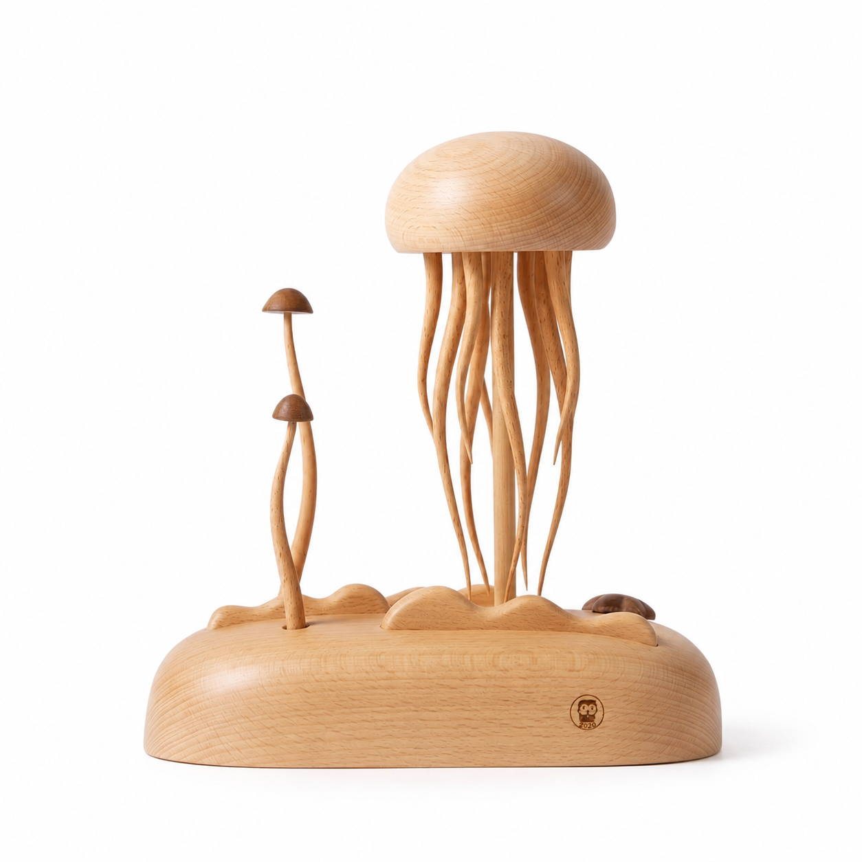 Original Hand-carved Wooden Automata Jellyfish Nightlight