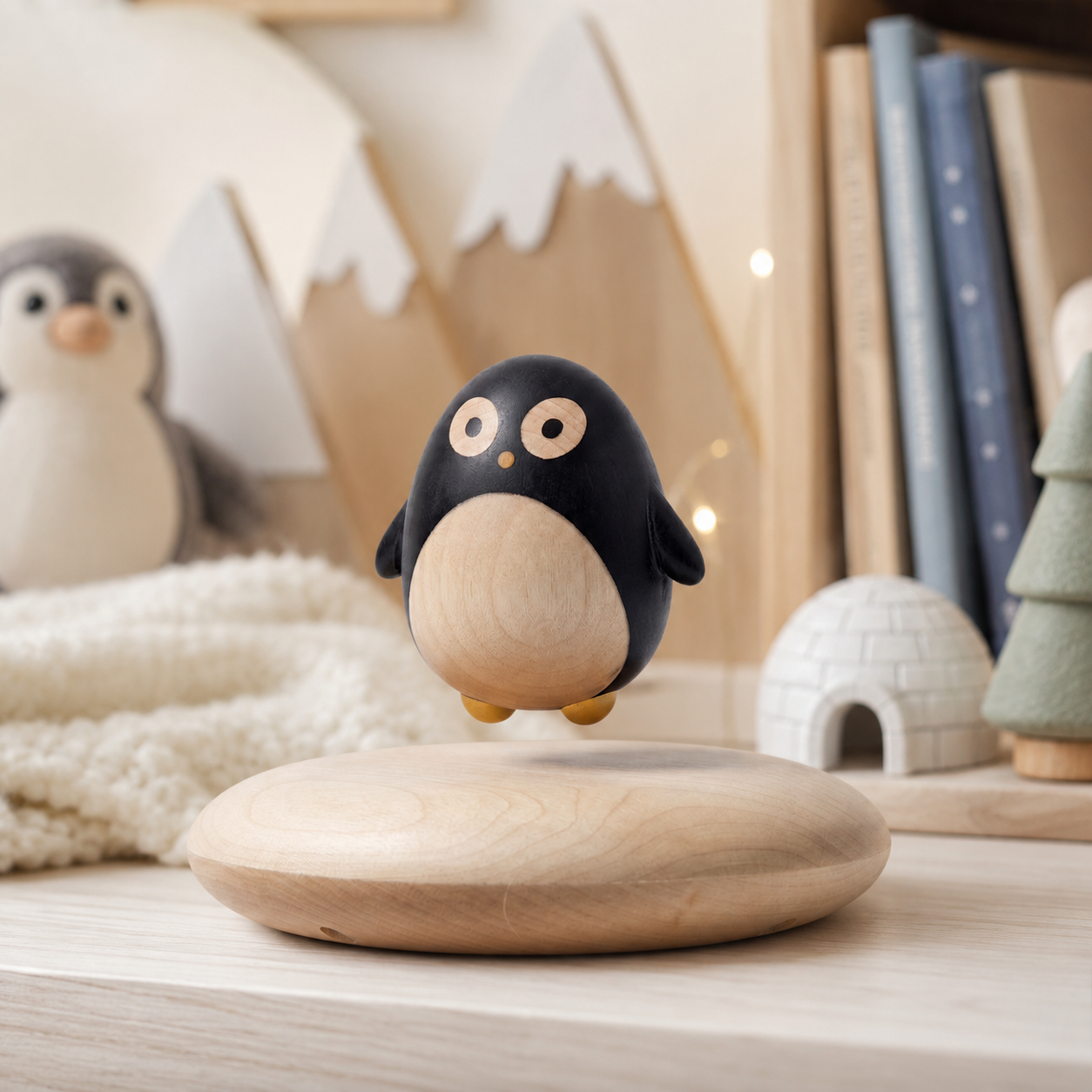 Magnetic Levitation Wooden Penguin — Floating Decor