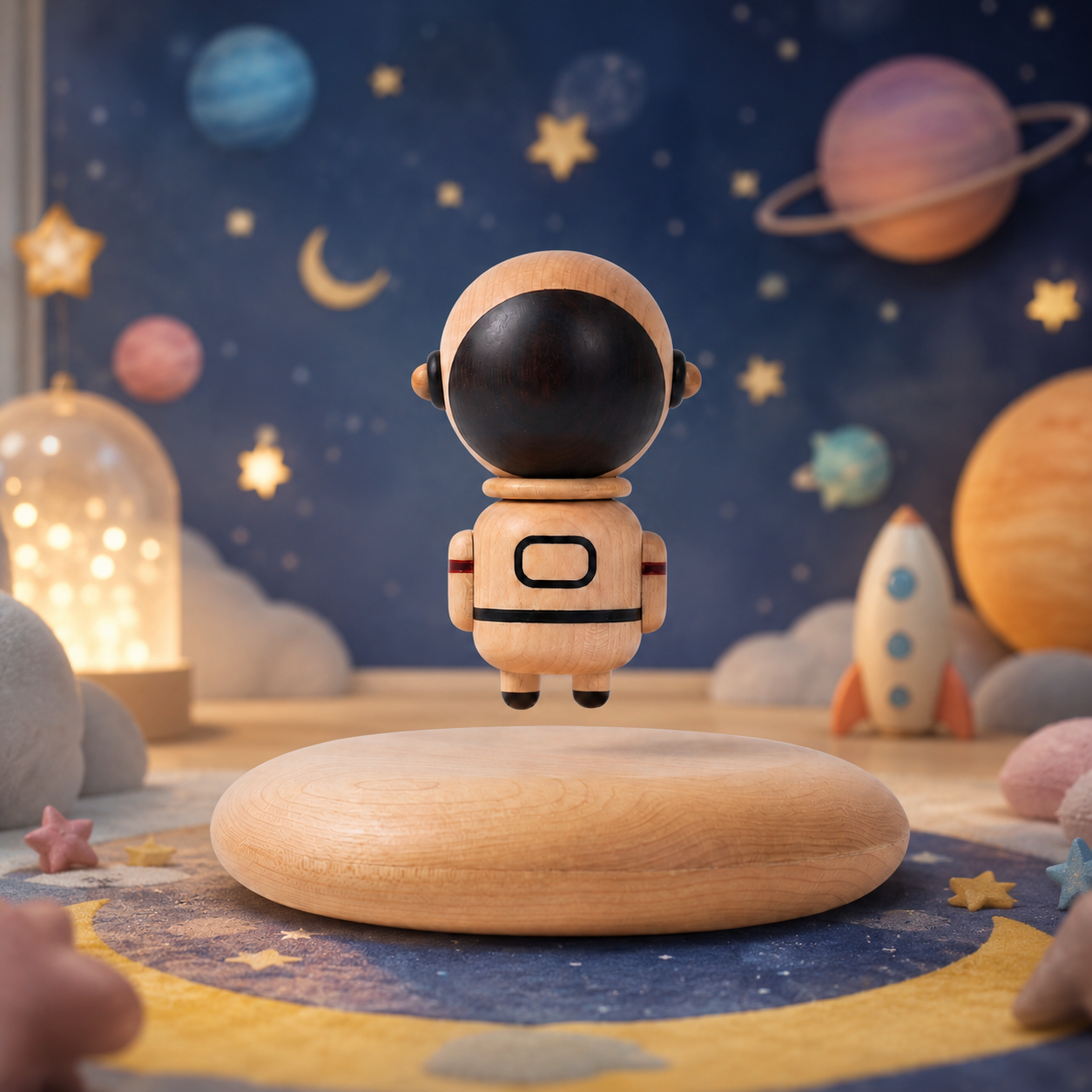 Magnetic Levitation Wooden Astronaut — Space Decor